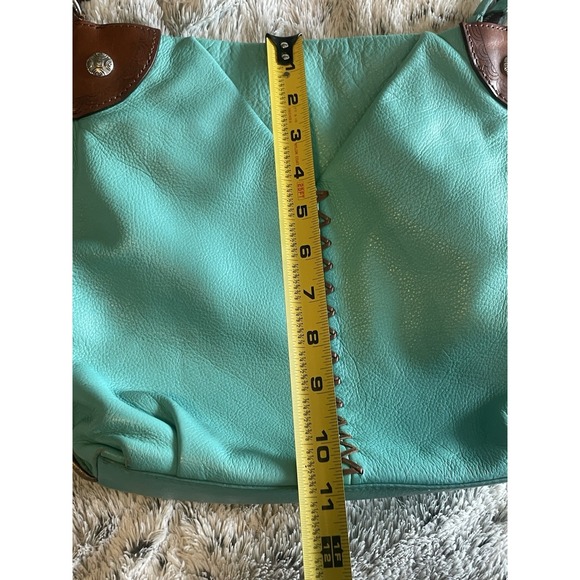 Vintage Brighton Shayla Africa Hobo Purse Bag Teal Turquoise Genuine Leather 12\